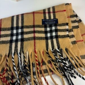 Burberry Tan and Black Plaid Scarf
